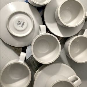 SASAKI, color stone, matte white, set of 5 cups and saucers, excellent condition